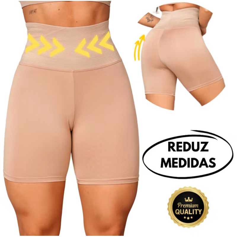 Bermuda Modeladora Anágua Cinta Short Feminino Modelador Alta Compressão Reduz Medidas pós parto Promoção