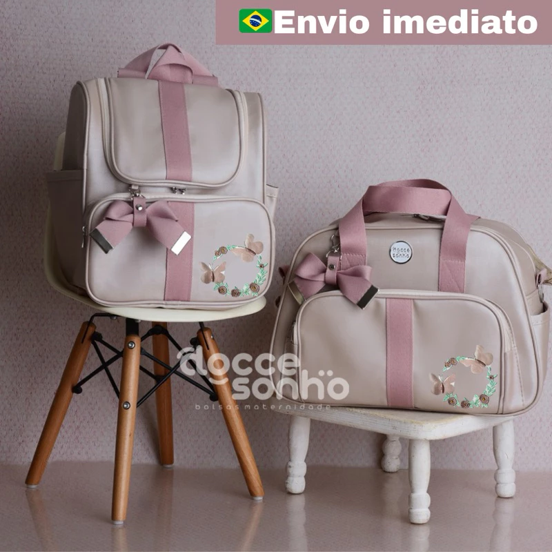 Bolsa Maternidade de Luxo com 2 Peças com material Elegante, mala maternidade (VG)