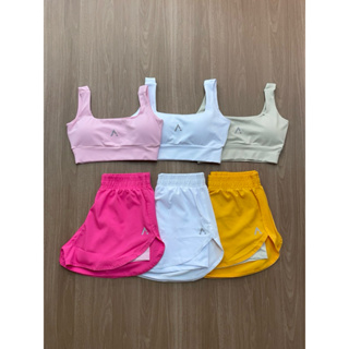 Conjunto de Short Duplo em poliamida e tectel soltinho e Top fitness Slim e Plus size Camila em Oferta na Shopee