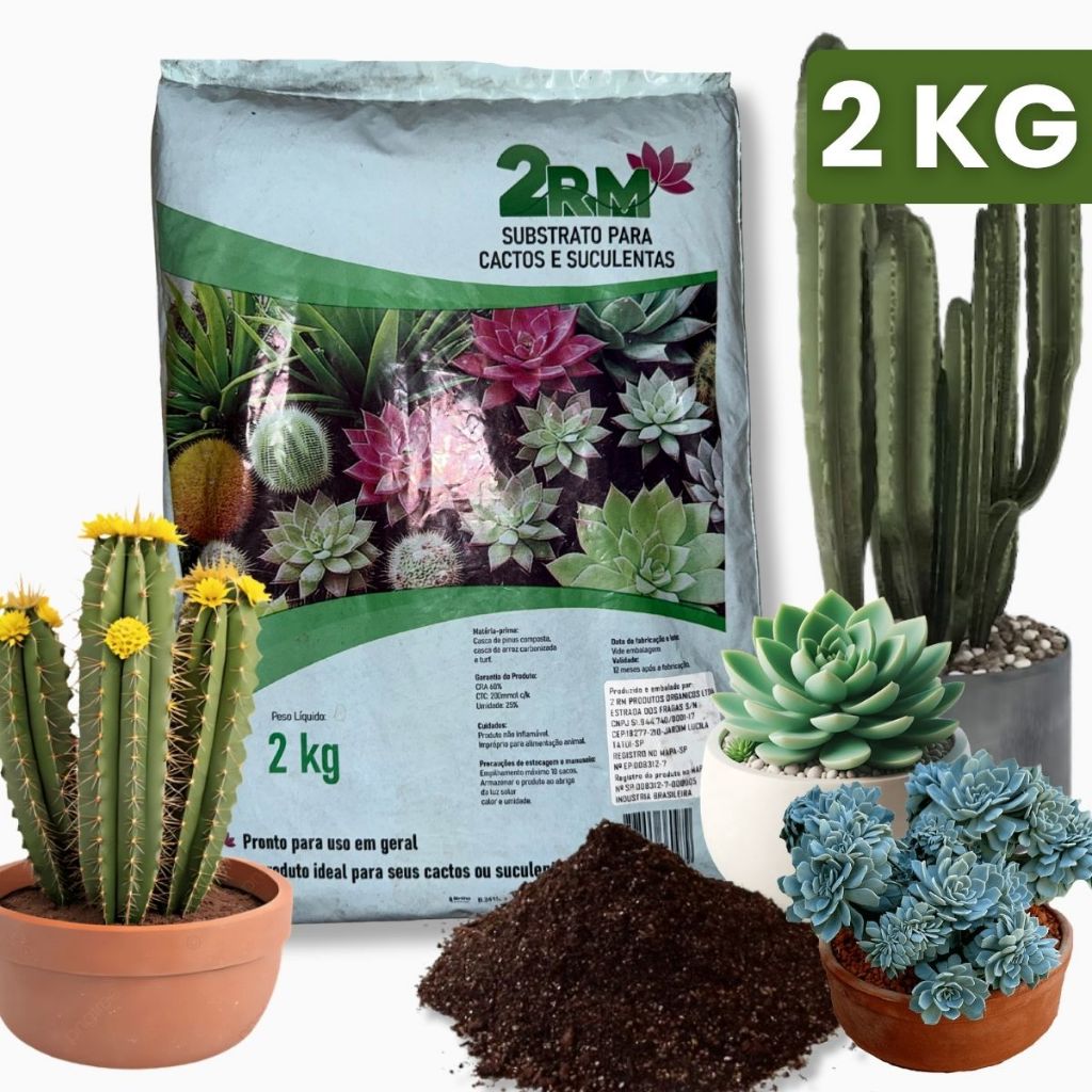Substrato Para Cactos e Suculentas 2 Kg - Para Uso Geral Jardim Vaso Plantas e Rosa do Deserto 2Rm em Oferta na Shopee