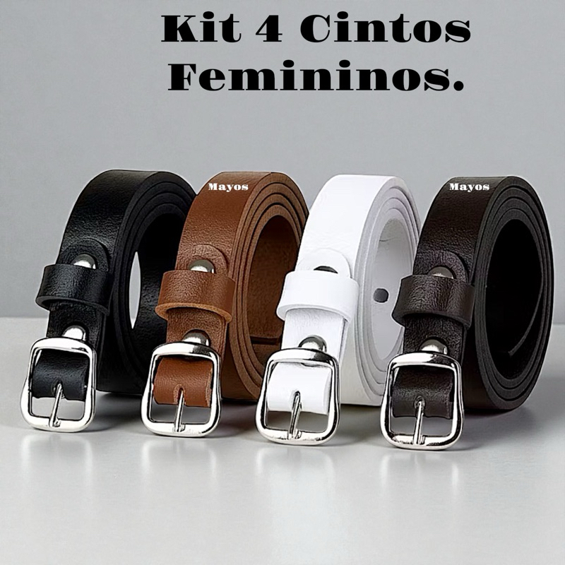 Kit 4 Cinto Feminino Fino Moda - PRATA em Oferta na Shopee