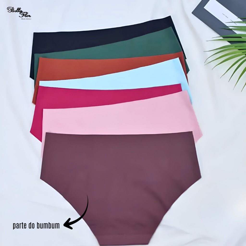 Kit com 10 Calcinhas Cós Alto SEM COSTURA Corte a Laser Conforto Não Marca Forro 100% Algodão