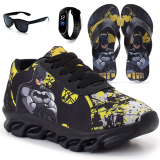 Kit Tênis Infantil Batman Menino Casual + Chinelo Infantil + Relógio + Óculos em Oferta na Shopee
