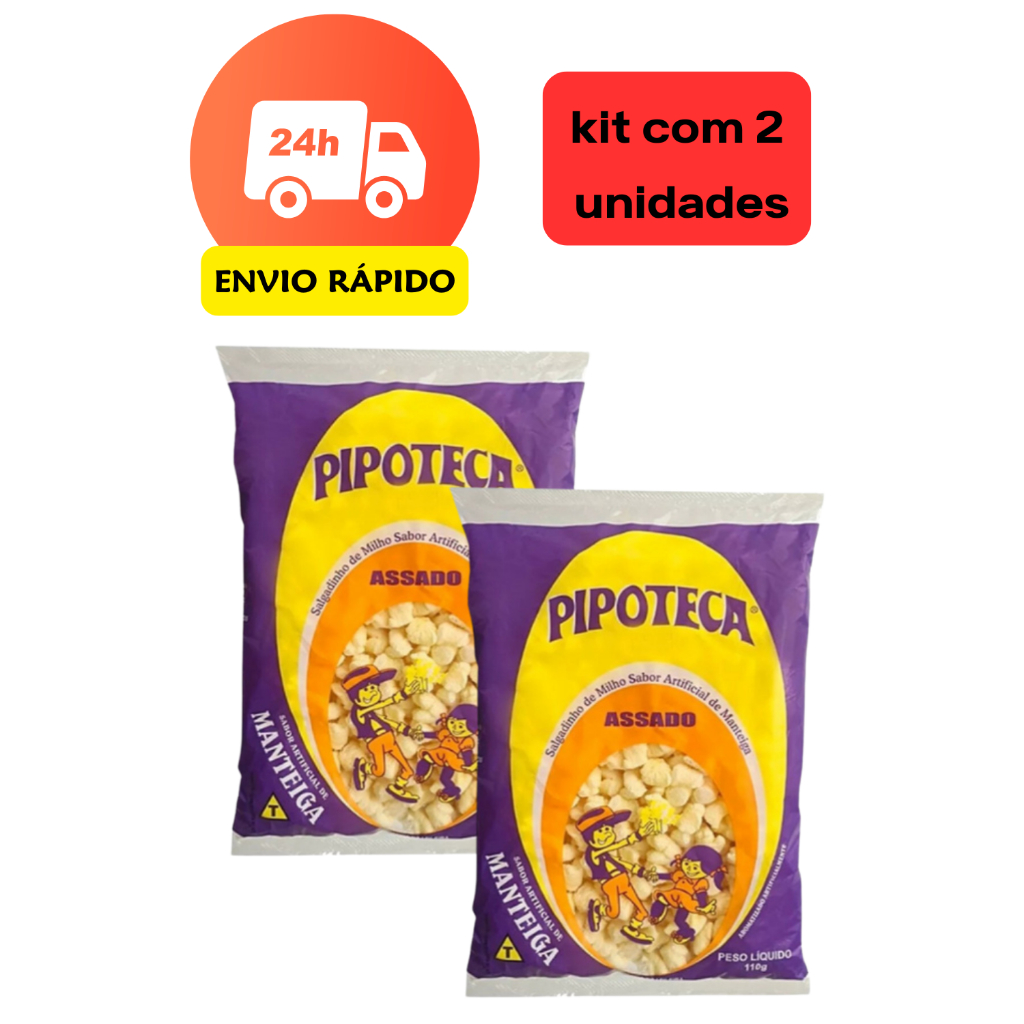kit salgadinho pipoteca manteiga fardo 2 x110g pacote grande em Oferta na Shopee