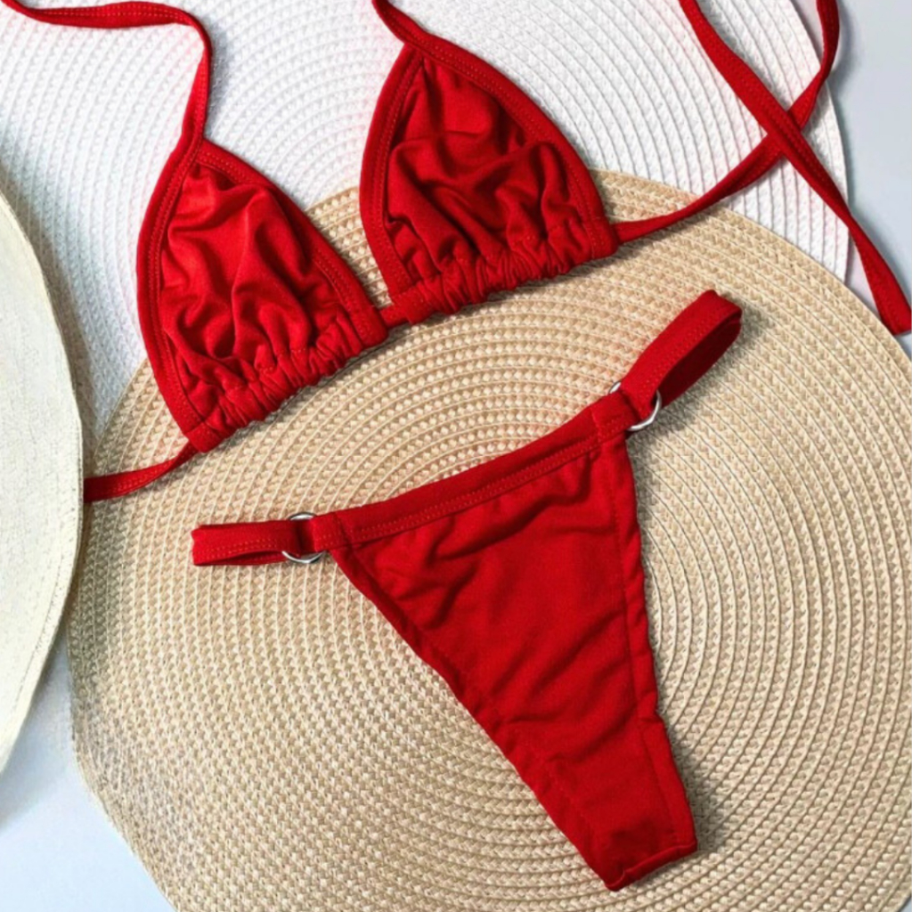 Biquíni Marquinha de Fita Fio Dental Cortininha Verão Calcinha Regulável