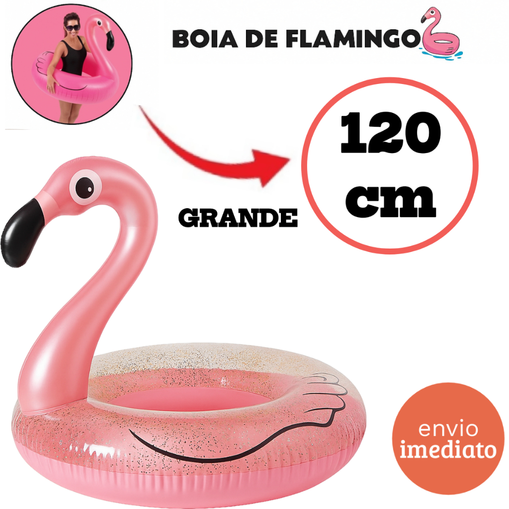 Boia Inflavel Flamingo Gigante Rosa Piscina Praia Adulto/Infantil Festa e Verão
