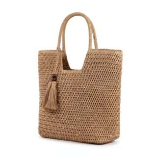 Bolsa de palha grande saco praia verão 2024 palha de mao viagem em Oferta na Shopee