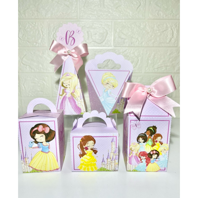 Kit caixinhas Personalizadas Princesas Disney PEGUE E MONTE - Lembrancinhas para Aniversário - Caixinha Personalizadas