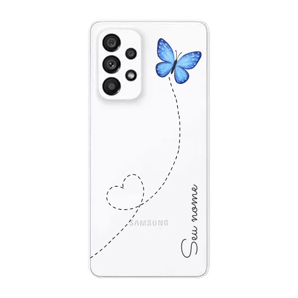 Capinha para Samsung A53 5G Anti Impacto Personalizada - Traços e borboleta com nome e fundo transparente