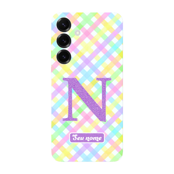 Capinha para Samsung S25 Anti Impacto Personalizada - Listras coloridas com nome e inicial