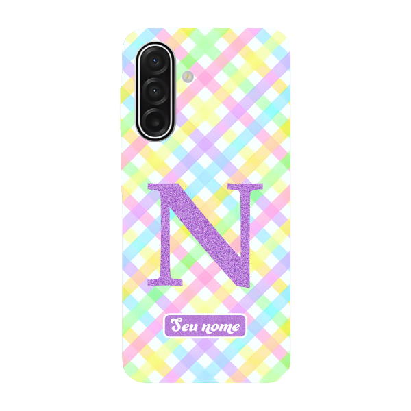 Capinha para Samsung A17 Anti Impacto Personalizada - Listras coloridas com nome e inicial