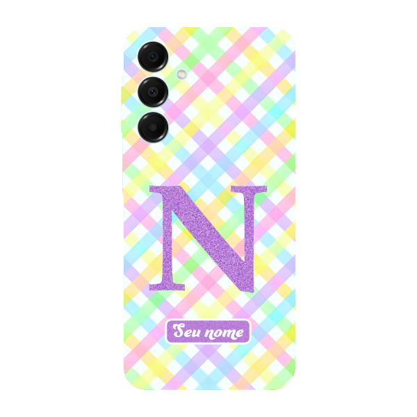 Capinha para Samsung A16 Anti Impacto Personalizada - Listras coloridas com nome e inicial