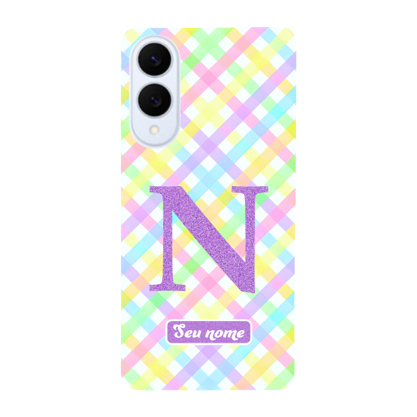 Capinha para Samsung S25 Edge Anti Impacto Personalizada - Listras coloridas com nome e inicial