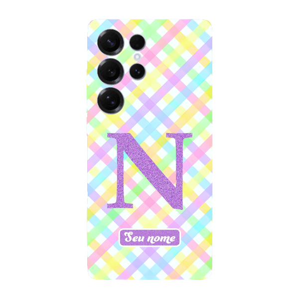 Capinha para Samsung S25 Ultra Anti Impacto Personalizada - Listras coloridas com nome e inicial