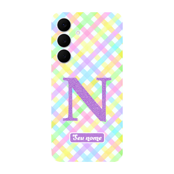 Capinha para Samsung S25 FE Anti Impacto Personalizada - Listras coloridas com nome e inicial