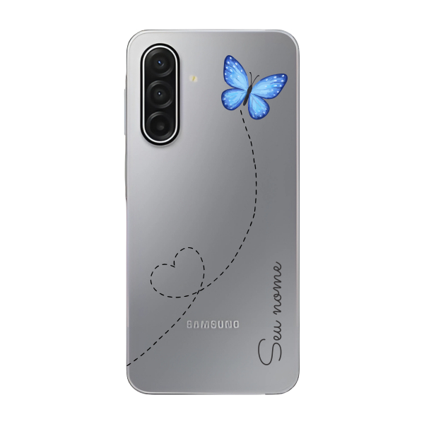 Capinha para Samsung A17 Anti Impacto Personalizada - Traços e borboleta com nome e fundo transparente