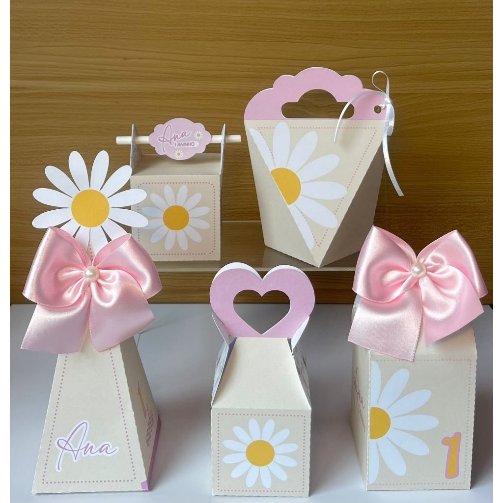 PEGUE E MONTE MARGARIDAS Kit Personalizado Lembrancinhas para Festa Caixinhas Personalizadas Mêsversário