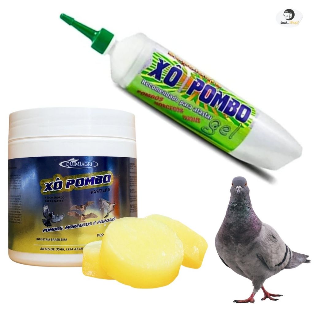 Kit Xô Pombo Espanta Repele Pardais Morcegos Pastilha + Gel