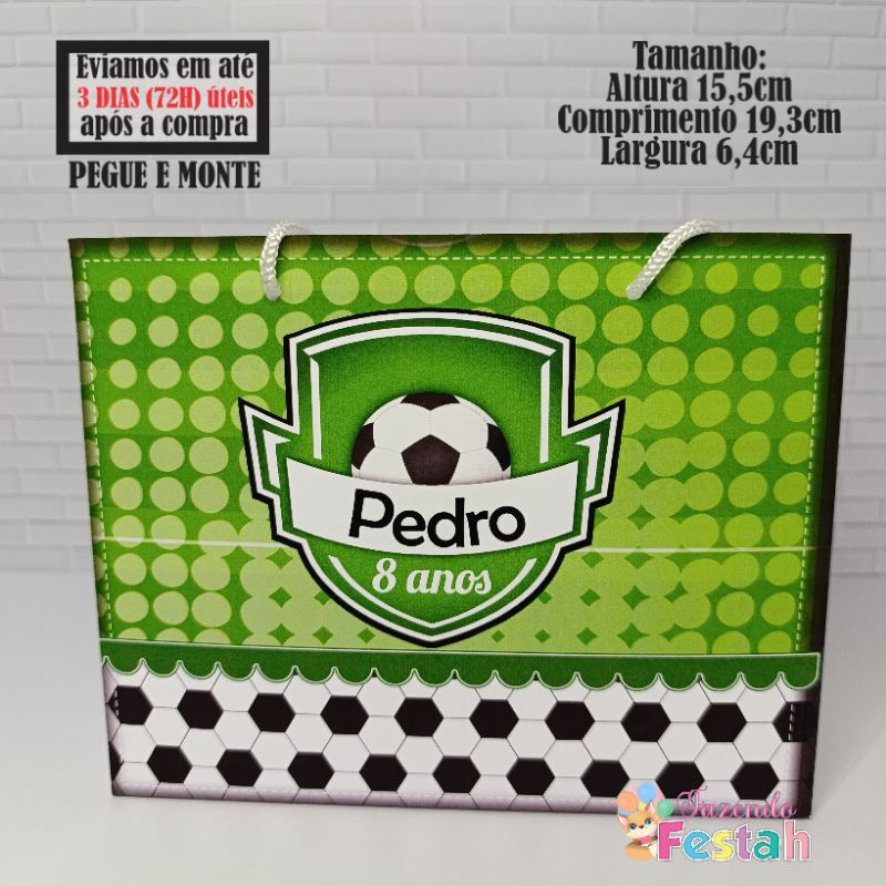Sacolinha (M) FUTEBOL personalizada - lembrancinha de festa - aniversário - sacolinha surpresa