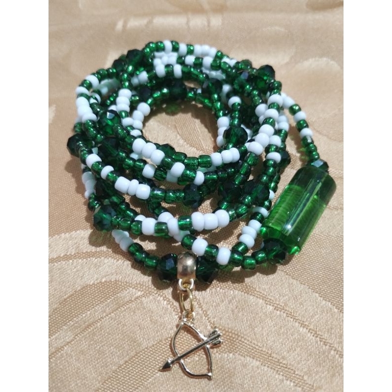 Guia de Caboclo/ Baiano Branco e Verde com Arco e flecha