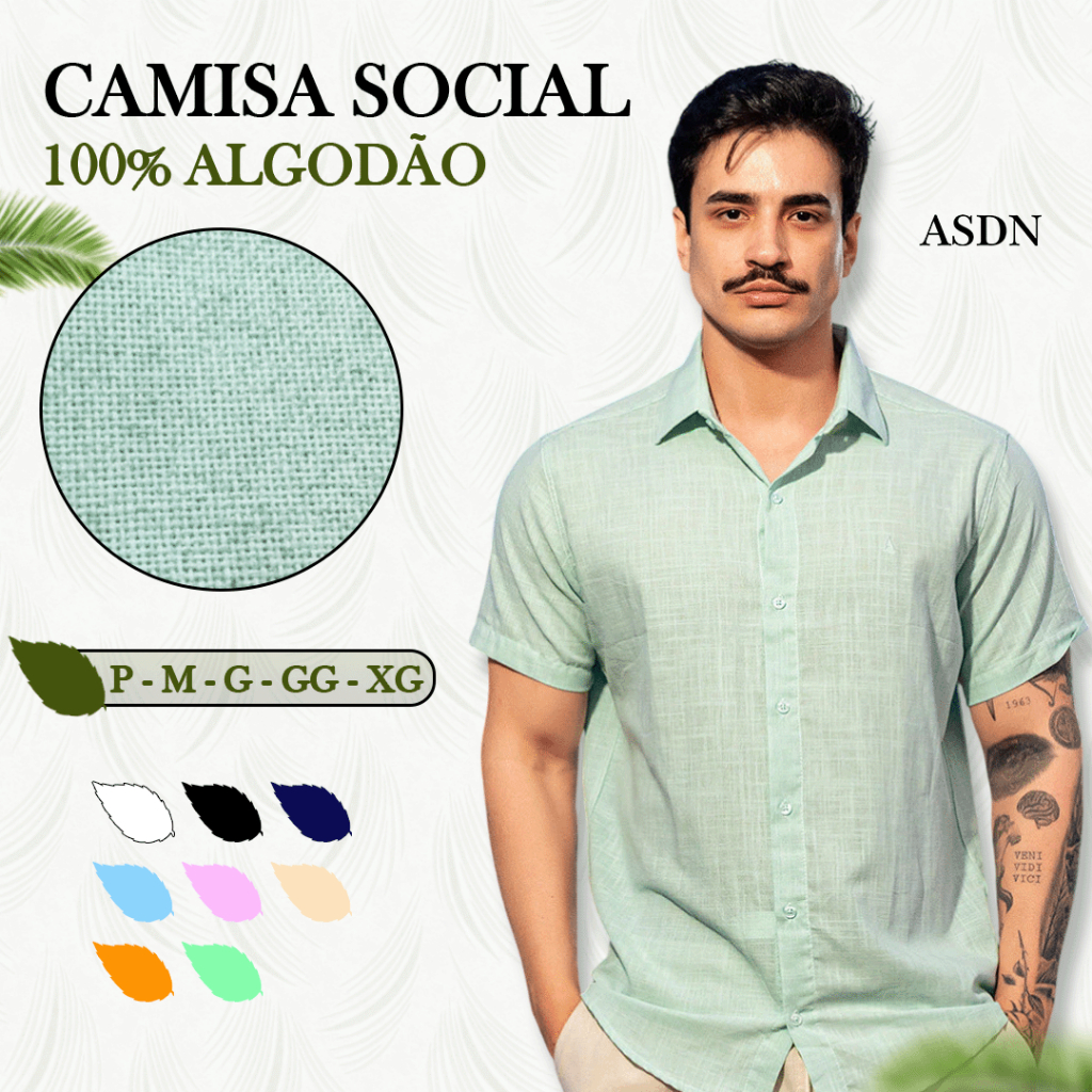 Camisa Masculina Social Linho Manga Curta Verão P ao XG I Camisa Leve, Sofisticada e Respirável