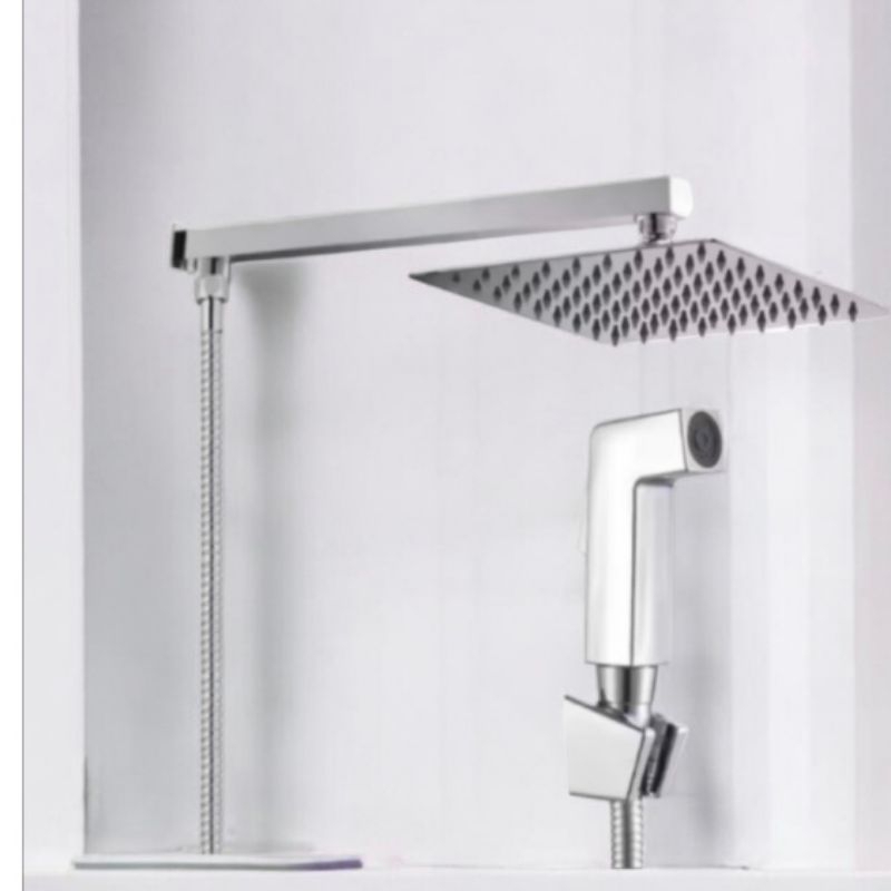chuveiro com ducha completa aco inox prata 15283+15433c
