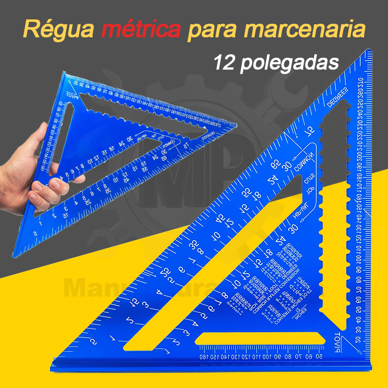 Esquadro Profissional De Carpinteiro Triangular 12 Polegadas Em Alumínio Medição De Precisão De Ângulo Métrico