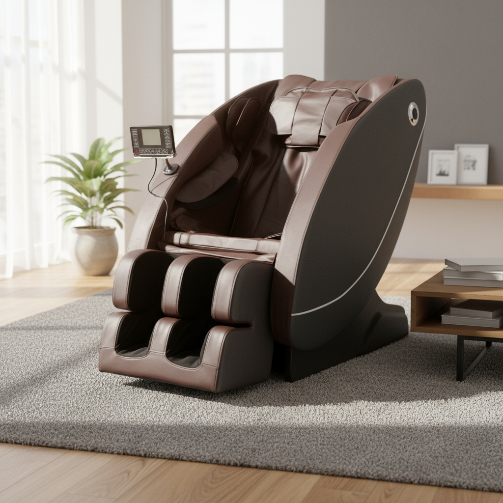 Poltrona De Massagem Marrom 3D Com Aquecimento Função Gravidade Zero Reclinável Relaxante Bivolt