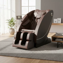 Poltrona De Massagem Marrom 3D Com Aquecimento Função Gravidade Zero Reclinável Relaxante Bivolt