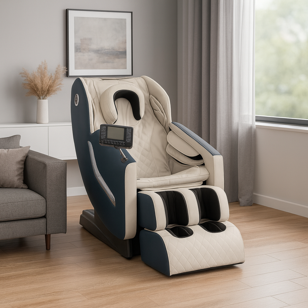 Poltrona De Massagem Azul 3D Com Aquecimento Função Gravidade Zero Reclinável Relaxante Bivolt em Oferta na Shopee