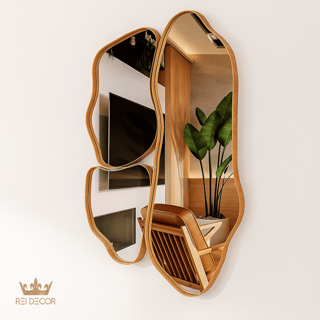 Kit 3 Espelhos Orgânicos Slim Cinamomo Moldura Amadeirada Assimétricos Casa Clínica Escritório em Oferta na Shopee