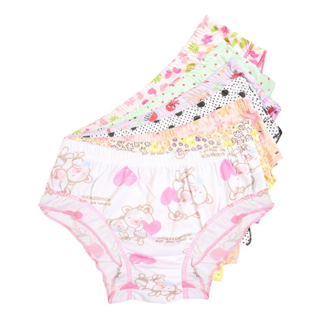 Kit 12 Calcinha Infantil Poliéster Sortidas Confortáveis Estampadas Menina Diário