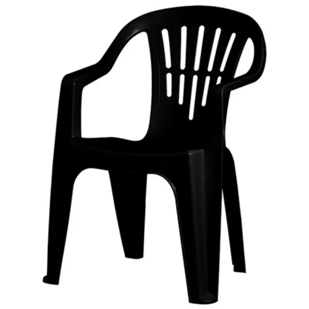 Cadeira Plastica Poltrona Preta Plasnew em Oferta na Shopee