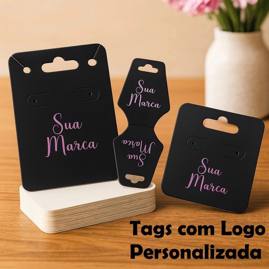 Cartela Tag para Bijuterias e Semijoias Personalizada Etiqueta para Brincos Colares e Pulseiras