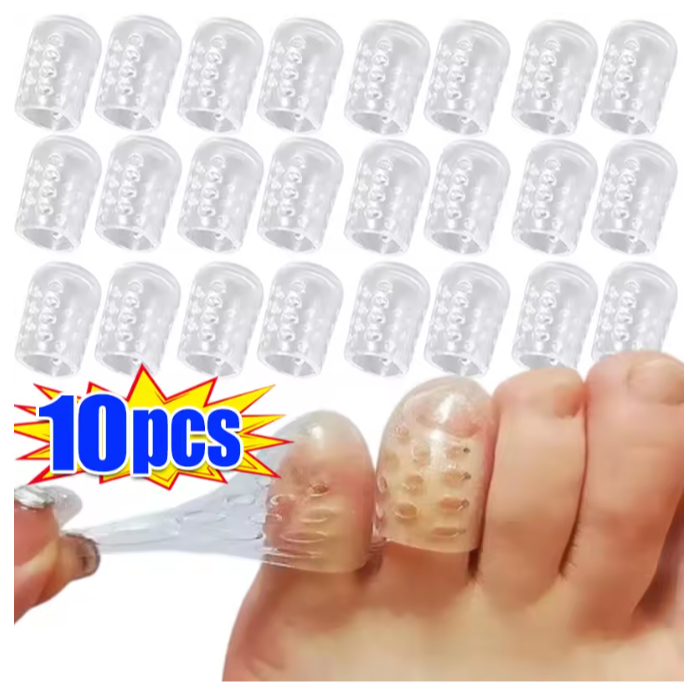 10 Protetor de Dedo de Pé Silicone Respirável Ajustável Dedeiras Anti Calo Unhas Joanete Sapatos Pés
