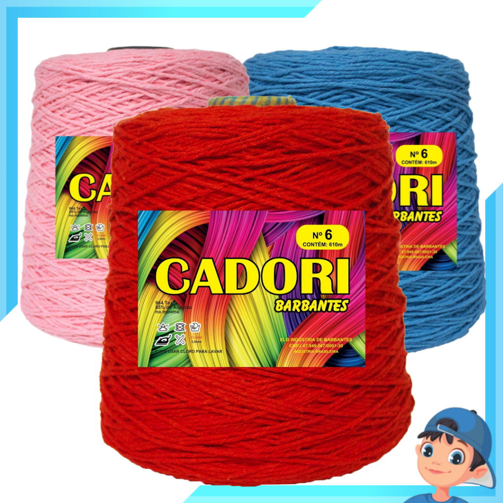 Barbante Cadori Nº 06 600gr. Perfeito para Crochê e Tricô Artesanal - Cores Vibrantes em Oferta na Shopee