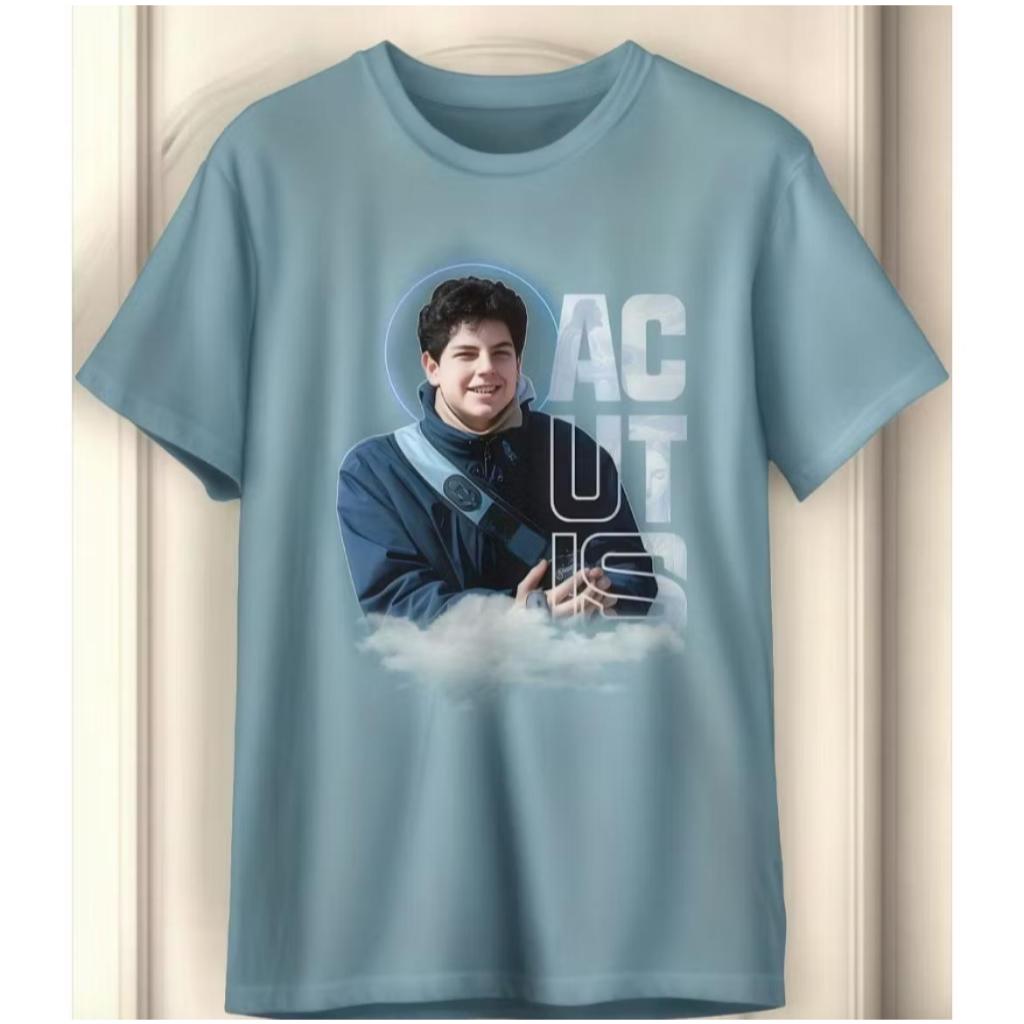 Camiseta Católica Santo Carlo Acutis 100% Algodão Premium Lançamento em Oferta na Shopee