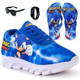 Kit Tênis Infantil Menino Sonic Casual + Chinelo Infantil + Relógio + Óculos em Oferta na Shopee