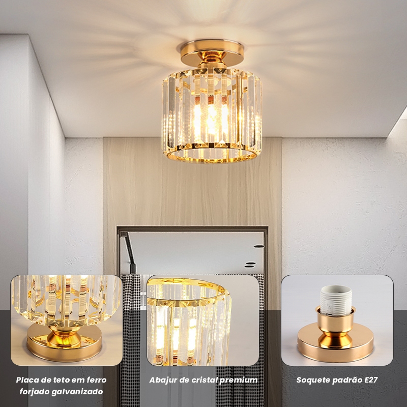 Lâmpada LED Moderna Para Corredor Com Luminária De Teto De Cristal Para Corredor, Varanda.