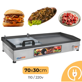 Chapa de Hamburguer Profissional Elétrica com Abafador Prensa 70x30 cm 110V 220V Chapeira para Lanches Porções Pratic em Oferta na Shopee