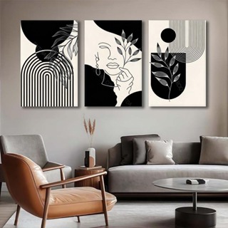 ​​Kit 3 Quadros Decorativos Geometrico Abstrato Linhas Femininas Preto E Branco Decoracao Para Sala E Quarto​ em Oferta na Shopee