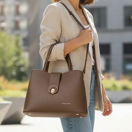 Bolsa Feminina LaytonVivian L9622 PU Premium Alça Dupla Transversal Removível Organizada Trabalho em Oferta na Shopee