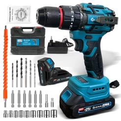 Brushless 3/8" Parafusadeira Furadeira Impacto com acessórios 21V 02 Baterias + Maleta