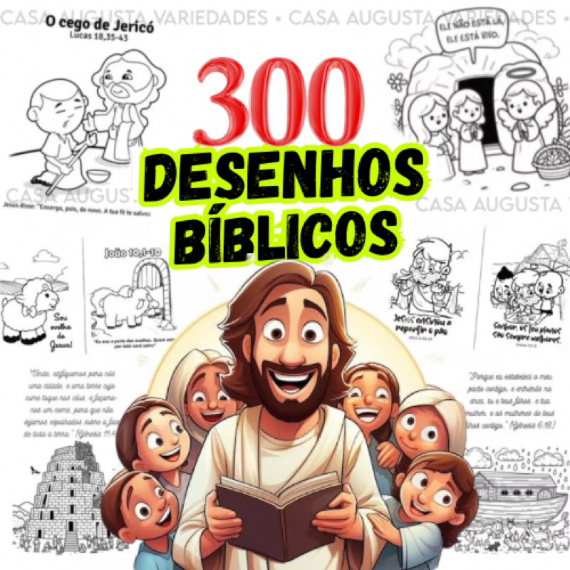 Desenhos Bíblicos para Colorir - Folhas soltas - 2 Desenhos por folha ✨ EBD em Oferta na Shopee