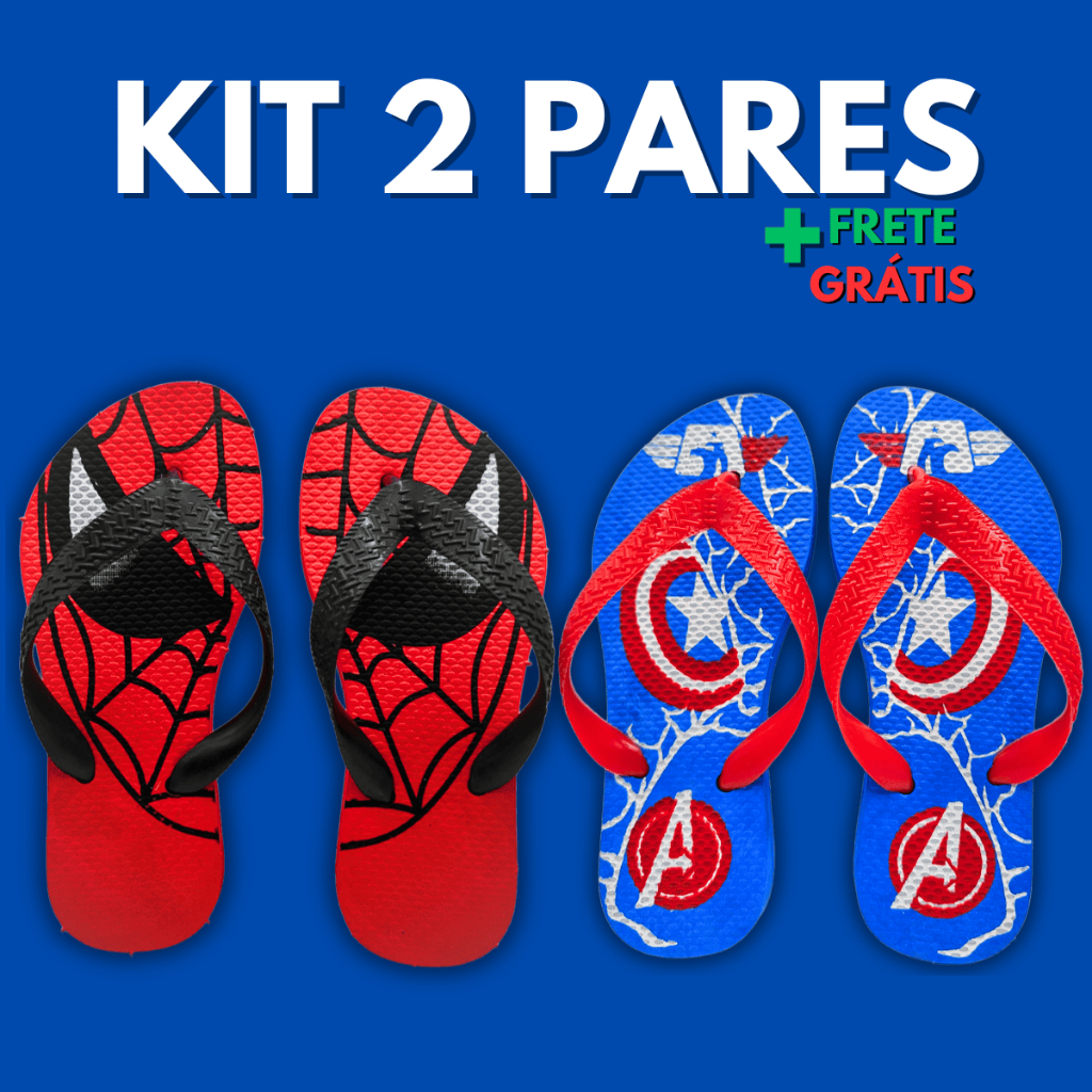 Chinelo Sanadalia de Dedo Infantil Masculino Casual Confortavel Mais Vendido Personagem Super Heróis