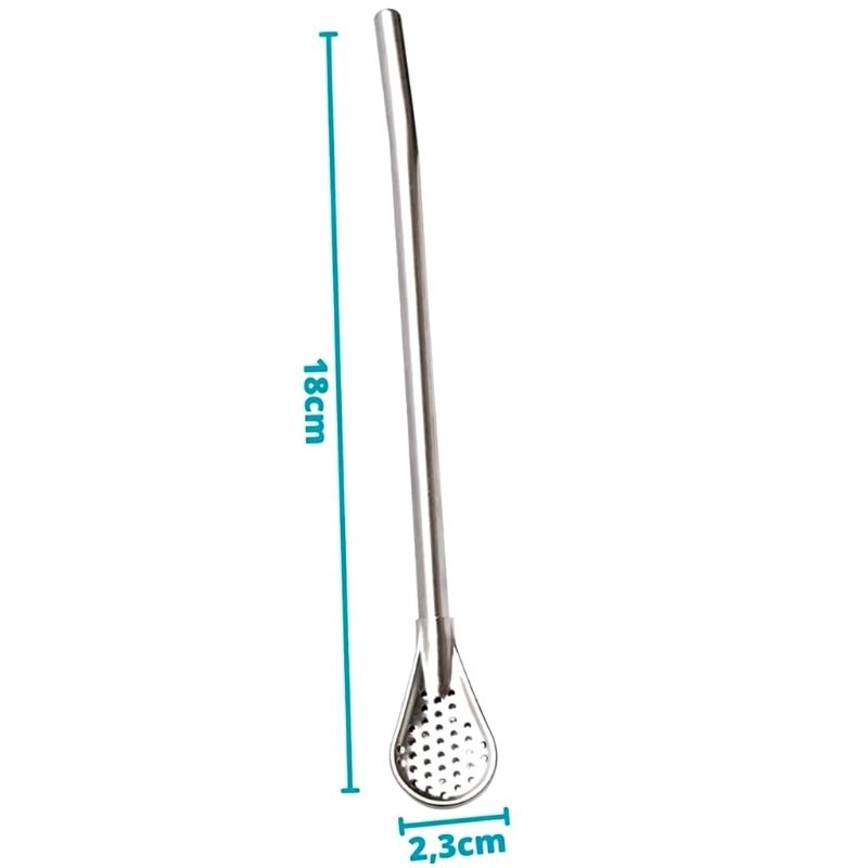 Bomba para tereré/chimarrão polido em metal 19 cm