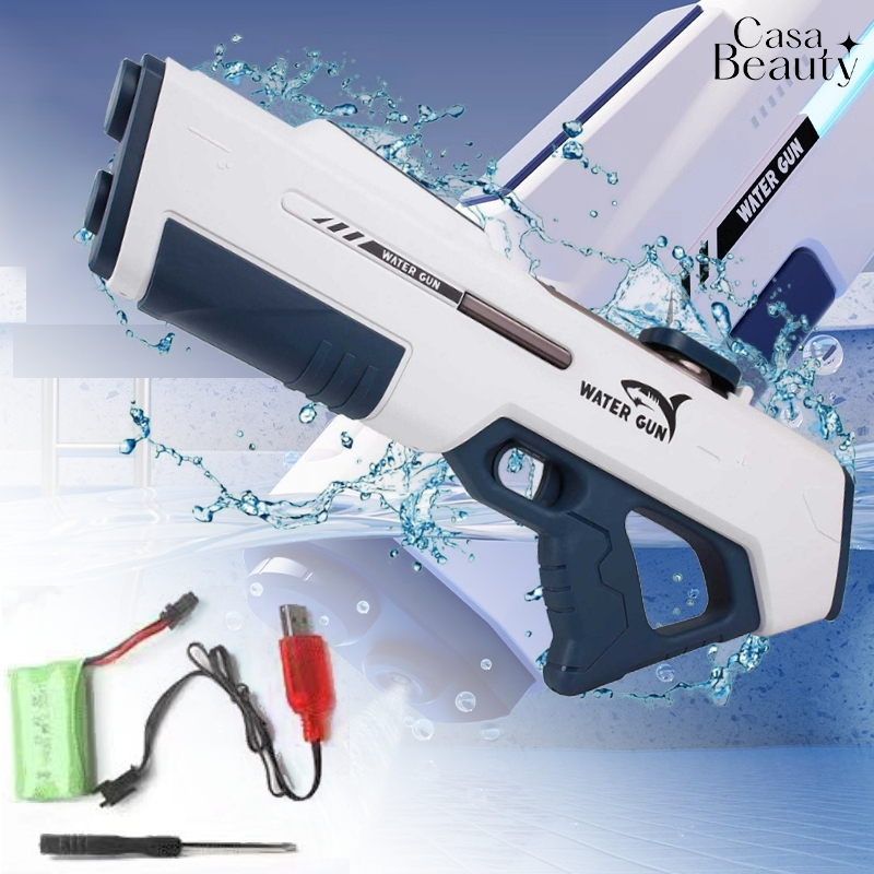 Pistola de Água Elétrica Recarregável com Absorção Automática e Disparo Contínuo 6+ CASA BEAUTY em Oferta na Shopee