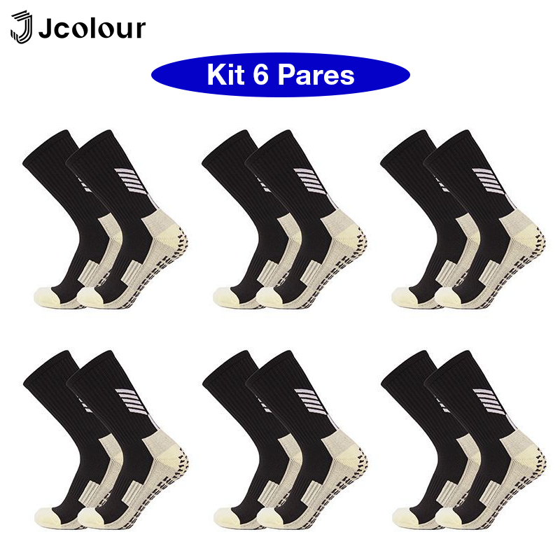 Jcolour Kit 6 Meias de futebol tubo médio meias esportivas basquete de corrida antiderrapante em Oferta na Shopee