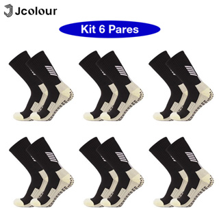 Jcolour Kit 6 Meias de futebol tubo médio meias esportivas basquete de corrida antiderrapante em Oferta na Shopee