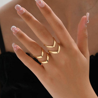 KIT 2 Anéis Feminino Banhado a ouro 18k a Prata 925 Design Geométrico Minimalista e Ajustável em Oferta na Shopee